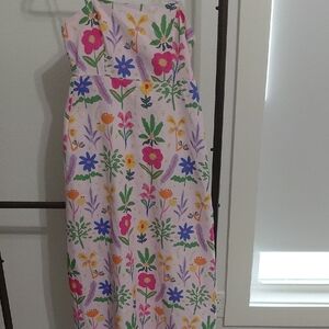 SHEIN Pink Floral Sundress with Multicolor Garden Print